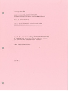 Memorandum from Mark H. McCormack to Eric Drossart, Buzz Hornett, Michael Halstead and Richard Dorfman