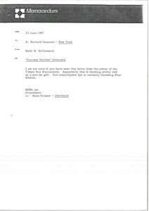 Memorandum from Mark H. McCormack to H. Richard Isaacson