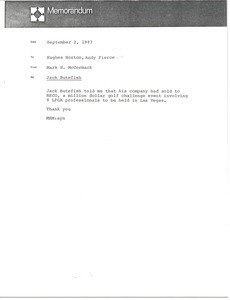 Memorandum from Mark H. McCormack to Hughes Norton and Andy Pierce