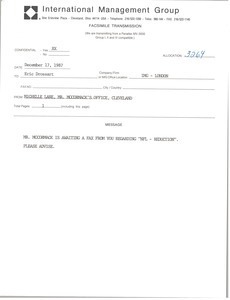 Fax from Michelle Lane to Eric Drossart