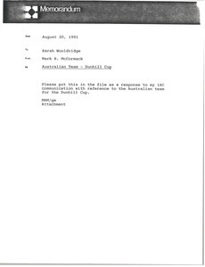 Memorandum from Mark H. McCormack to Sarah Wooldridge