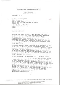 Letter from Mark H. McCormack to Hidekazu Kobayashi