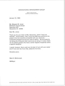 Letter from Mark H. McCormack to Margaret M. Jonas