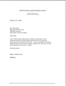 Letter from Mark H. McCormack to Dick Nunis