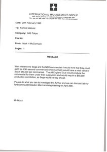 Memorandum from Mark H. McCormack to Fumiko Matsuki