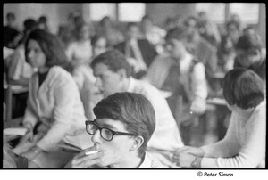 United States Student Press Association Congress: man smoking among group listening to speaker