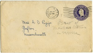 Letter from Maida Riggs to Alfred D. Riggs and Winifred L. Riggs