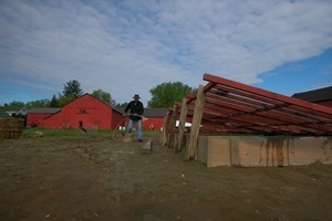 Lazy Acres Farm (Zuchowski Farm): Allan Zuchowski tending to cold frames