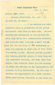 Letter from Newark Neighborhood House to W. E. B. Du Bois