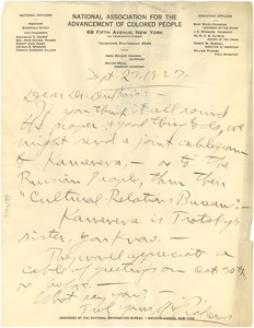 Letter from William Pickens to Dr. Du Bois