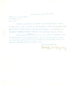Letter from Mrs. J. W. Huguley to W. E. B. Du Bois