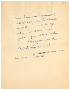 Memorandum from W. E. B. Du Bois to Ira de Augustine Reid