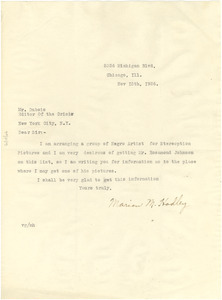 Letter from Marian M. Hadley to W. E. B. Du Bois