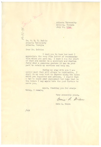Letter from Omie L. Dixon to W. E. B. Du Bois