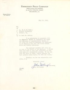 Letter from Emergency Peace Campaign to W. E. B. Du Bois