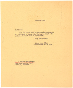 Letter from Ellen Irene Diggs to A. C. McClurg & Co.