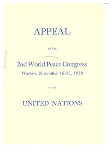 Appeal of the 2nd World Peace Congress to the United Nations