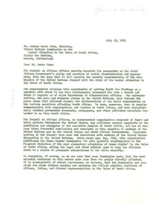 Letter from Council on African Affairs to Herman Santa Cruz