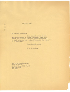 Letter from W. E. B. Du Bois to F. D. Caruthers, Jr.