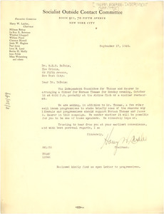 Letter from Socialist Outside Contact Committee to W. E. B. Du Bois