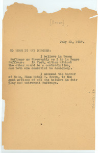 Letter from W. E. B. Du Bois to Whom it may concern