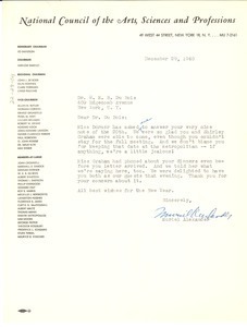 Letter from National Council of Arts, Sciences and Professions to W. E. B. Du Bois