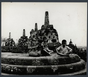 Indonesian boys at Borobudur Temple