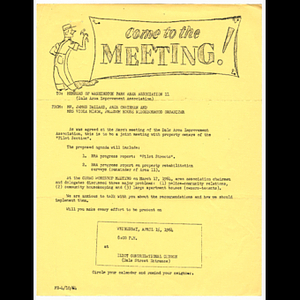 Memorandum and agenda for Area 11 meeting held April 15, 1964