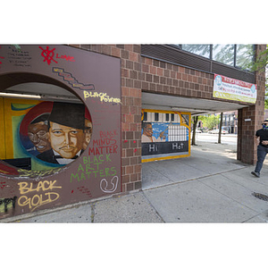 Harriet Tubman House The Honor Roll Mural on Columbus Avenue through facade, detail of right