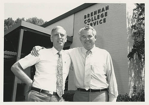 Lyman Wood and Edward Brennan in front of the Brennan Center