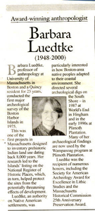 South shore Women's Heritage Trail write up on Prof. Barbara Luedtke