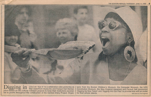 Newspaper after performing at a pre-Big Dig