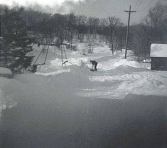 Dad shoveling Lake Street