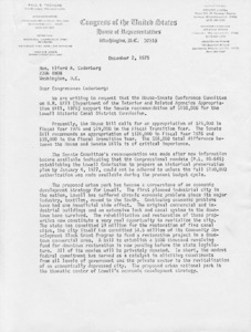 Letter to Elford A. Cederberg, from Paul E. Tsongas