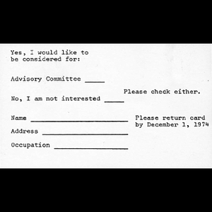 Advisory Committee interest form.