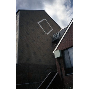 View of the brickwork at the rear of Taino Tower.