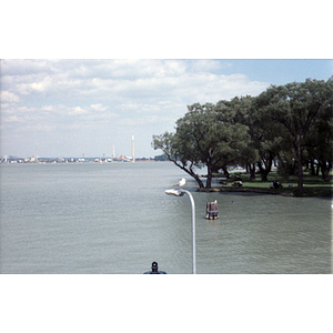 View of a lake, seen from the deck of a ferry