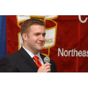 Rudy Morando smiles while speaking at The National Council Dinner