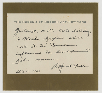 Walter Gropius Birthday Card