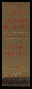 Camp Edwards Mass. U. S. Army 208th Coast Artillery (AA) matchbook cover