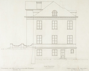 Side elevation, 1/4 inch scale, residence of Mrs. Charles C. Pomeroy [Edith Burnet (Mrs. Charles Coolidge Pomeroy)], "Seabeach", Newport, R. I., 1900.