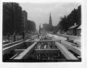 Boylston Street,constructing the incline, looking westerly, sec. 5, Boston, Mass., June 13, 1914