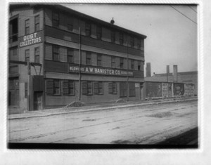 View of A.W. Banister Co., and billboards, probably on Dorchester Ave.