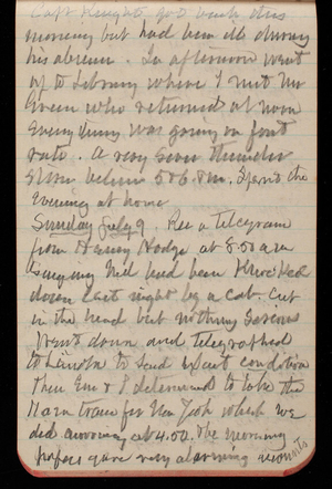 Thomas Lincoln Casey Notebook, May 1893-August 1893, 70, Capt Knight got back this