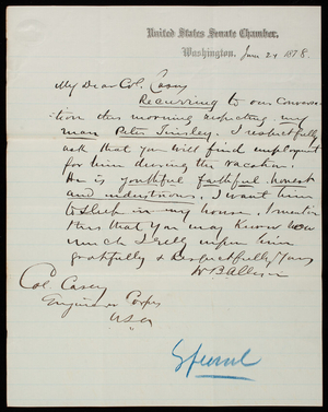 W. B. Allison to Thomas Lincoln Casey, June 24, 1878