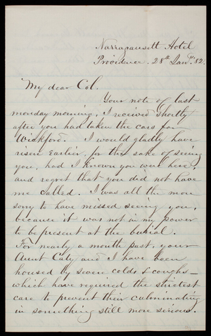 [William] R. Babcock to Thomas Lincoln Casey, January 28, 1882