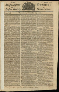 The Massachusetts Gazette: and the Boston Weekly News-Letter, 15 November 1770