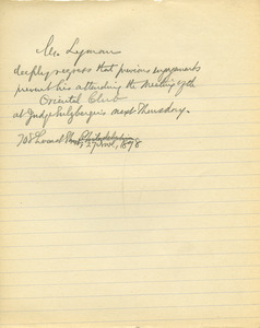 Letter from Benjamin Smith Lyman to unidentified correspondent
