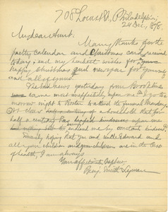 Letter from Benjamin Smith Lyman to Catharine Lyman