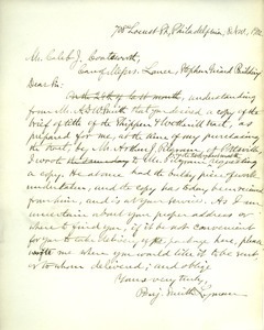 Letter from Benjamin Smith Lyman to Caleb J. Coatesworth